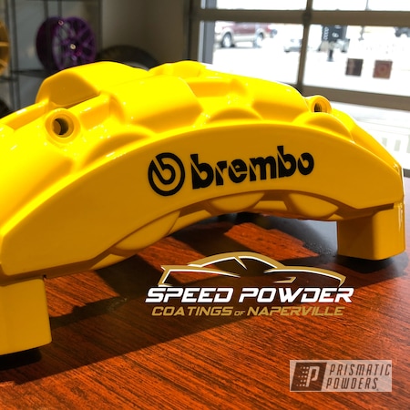 Powder Coating: Clear Vision PPS-2974,Brembo,BMW,Brake Calipers,Brembo Brake Calipers,Custom Brakes,Hot Yellow PSS-1623