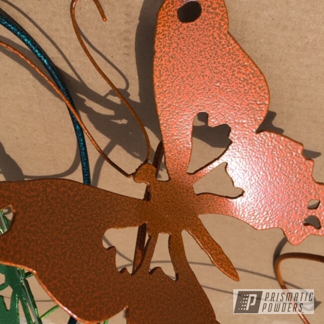 Powder Coated Rusty Orange Metal Butterfly Yard Art