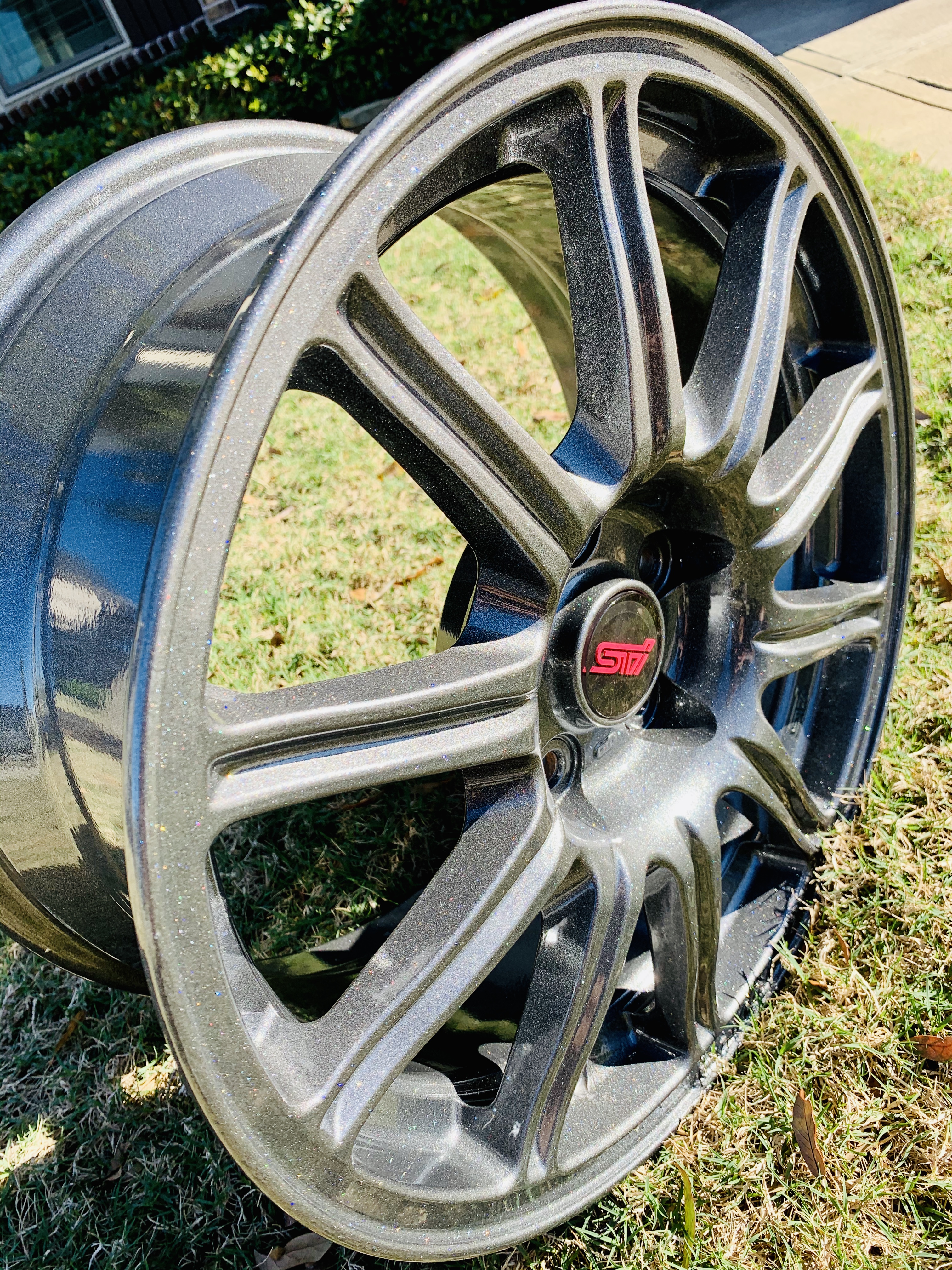 Subaru On Custom Rims Custom Subaru STI Rims done in Silver Sparkle and Kingsport Grey ...