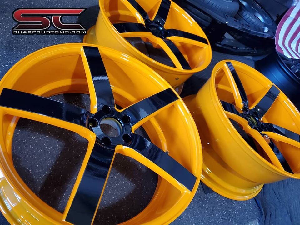 Set of Custom Rims coated in Juju Orange | Prismatic Powders