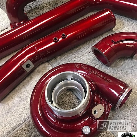 Powder Coating: Automotive,Turbo Parts,Turbo Housing,Clear Vision PPS-2974,Turbo Pipes,Illusion Cherry PMB-6905
