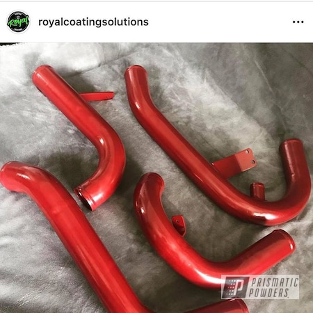 Powder Coating: Turbo Pipes,Turbo Parts,Clear Vision PPS-2974,Automotive,Turbo Housing,Illusion Red PMS-4515