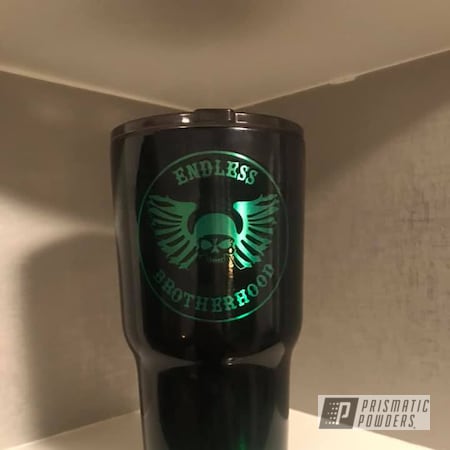 Powder Coating: Ink Black PSS-0106,Custom Cups,Tumbler,cup,Transparent Green PPS-5161,Clear Vision PPS-2974,Custom Cup,Custom Powder Coated Cup