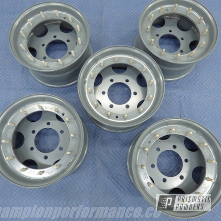 Powder Coating: 16” Wheels,Automotive,Flat Harbor Grey PSB-8053,Wheels