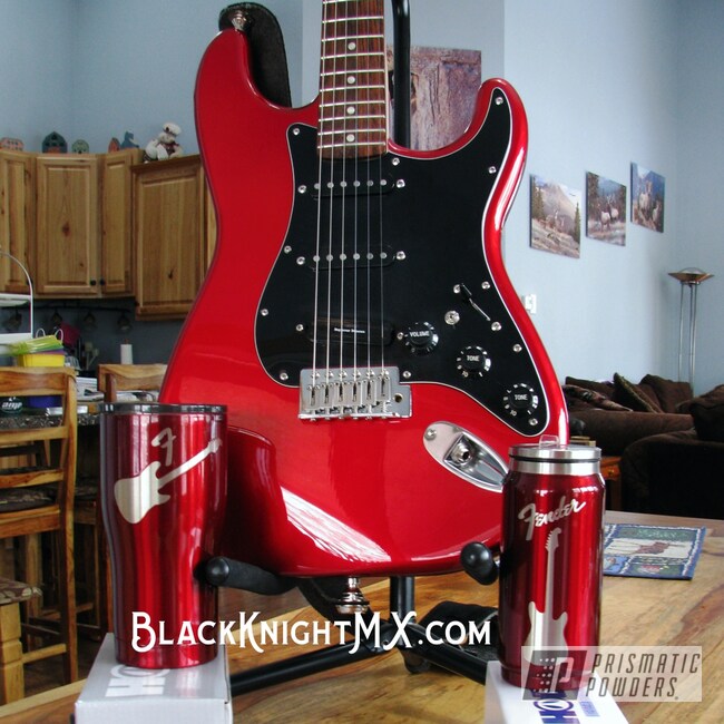 Fender Guitar Themed HOGG Tumblers coated in Shaded Cherry