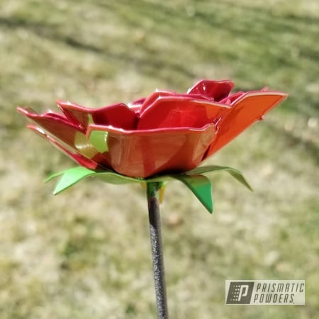 Powder Coating: Metal Roses,Oil Rubbed Wrinkle EWB-0681,Peacock Pink PMB-0750,Flower,Lime Juice Green PMB-2304,Art
