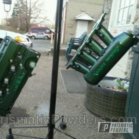 Powder Coating: Forrest Green PSS-4827,Custom,Valve Cover,Engine Parts,Dew Can Green PPS-2459,powder coating,Engine Components,Custom 2 Coats,Prismatic Powders,powder coated,Green Valve cover