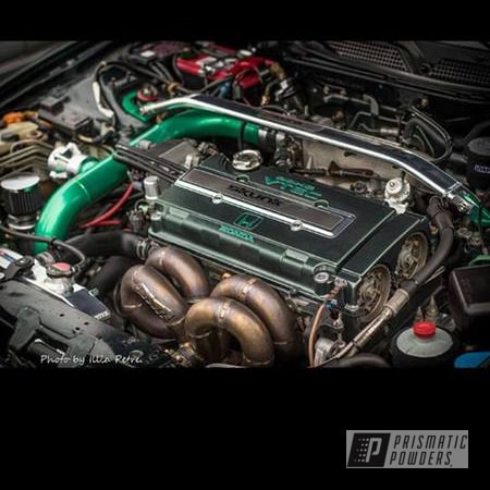 Powder Coating: Forrest Green PSS-4827,Custom,Valve Cover,Engine Parts,Dew Can Green PPS-2459,powder coating,Engine Components,Custom 2 Coats,Prismatic Powders,powder coated,Green Valve cover