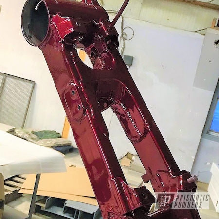 Powder Coating: Motorcycles,SUPER CHROME USS-4482,Soft Red Candy PPS-2888,Automotive,Swing Arm
