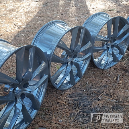 Powder Coating: 21",Heavy Steel PMS-1366,Forged Wheels,Clear Vision PPS-2974,Tesla,Automotive,Anthracite Grey,Wheels