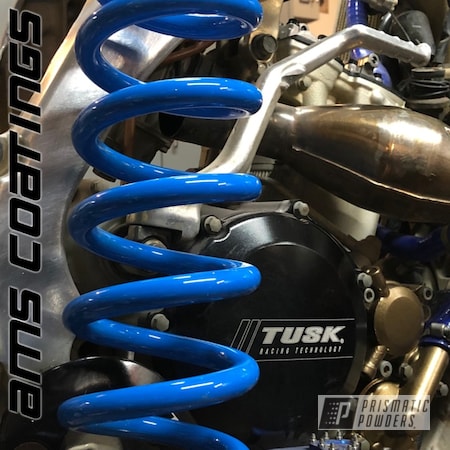 Powder Coating: Motorcycles,Playboy Blue PSS-1715,Valve Cover,Dirt Bike,shock,Automotive,Coil Spring
