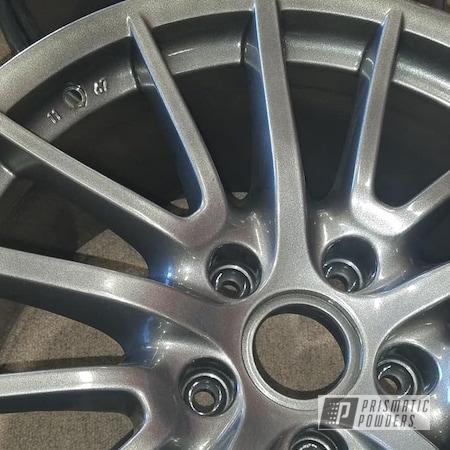 Powder Coating: 19" Wheels,19" Aluminum Rims,19",Two Stage Application,Clear Vision PPS-2974,Automotive,Aluminum Rims,Kingsport Grey PMB-5027,Wheels