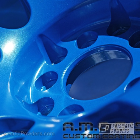 Powder Coating: Custom,Blue wheels,powder coating,SPARKS BLUE UMB-1809,Prismatic Powders,powder coated,Wheels