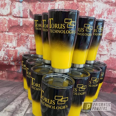 Powder Coating: Custom Cups,24oz Tumbler,Tumbler,Ink Black PSS-0106,Drinkware,Hogg Stainless Drinkware,RAL 1003 Signal Yellow