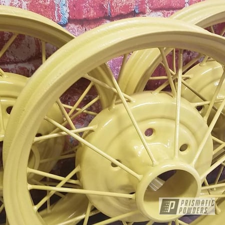 Powder Coating: Model A Wheels,RAL 1002 Sand Yellow,Automotive,Spoked Wheels,Wheels,Steel Rims
