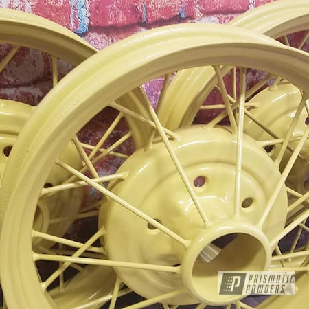 Powder Coating: Model A Wheels,RAL 1002 Sand Yellow,Automotive,Spoked Wheels,Wheels,Steel Rims