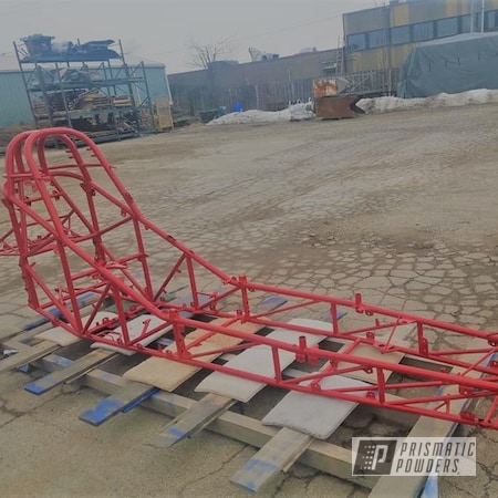 Powder Coating: Race Car Frame,Drag Racing,RAL 3002 Carmine Red,Race Car Chassis,Automotive