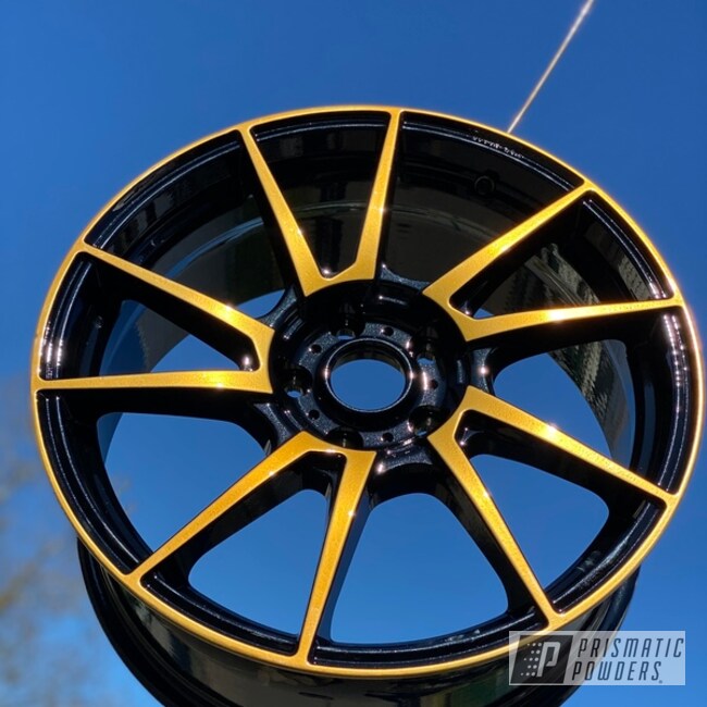 Powder Coated Black And Gold Two Toned 18 Inch Aluminum Wheels