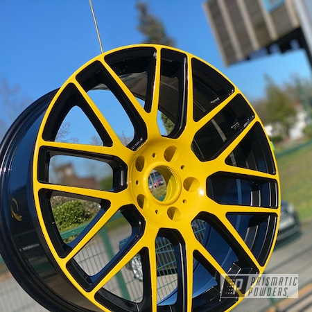 Powder Coating: Ink Black PSS-0106,19" Wheels,2 Color Application,19",Clear Vision PPS-2974,Automotive,Yes Yellow PSS-5691,Wheels
