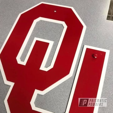 Powder Coated Red And White Metal Sign