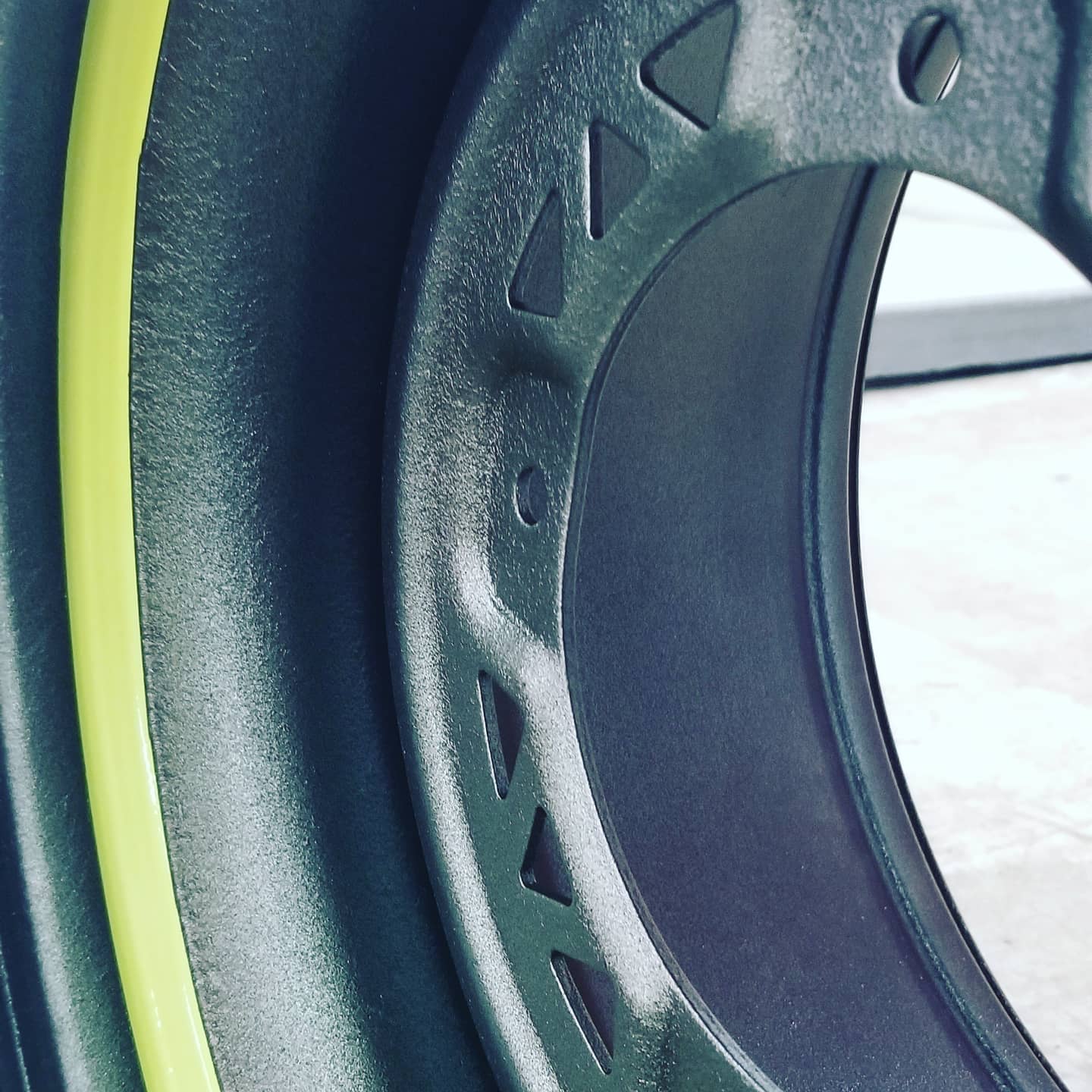 ATV Rims done in Neon Yellow and Desert Grey | Prismatic Powders