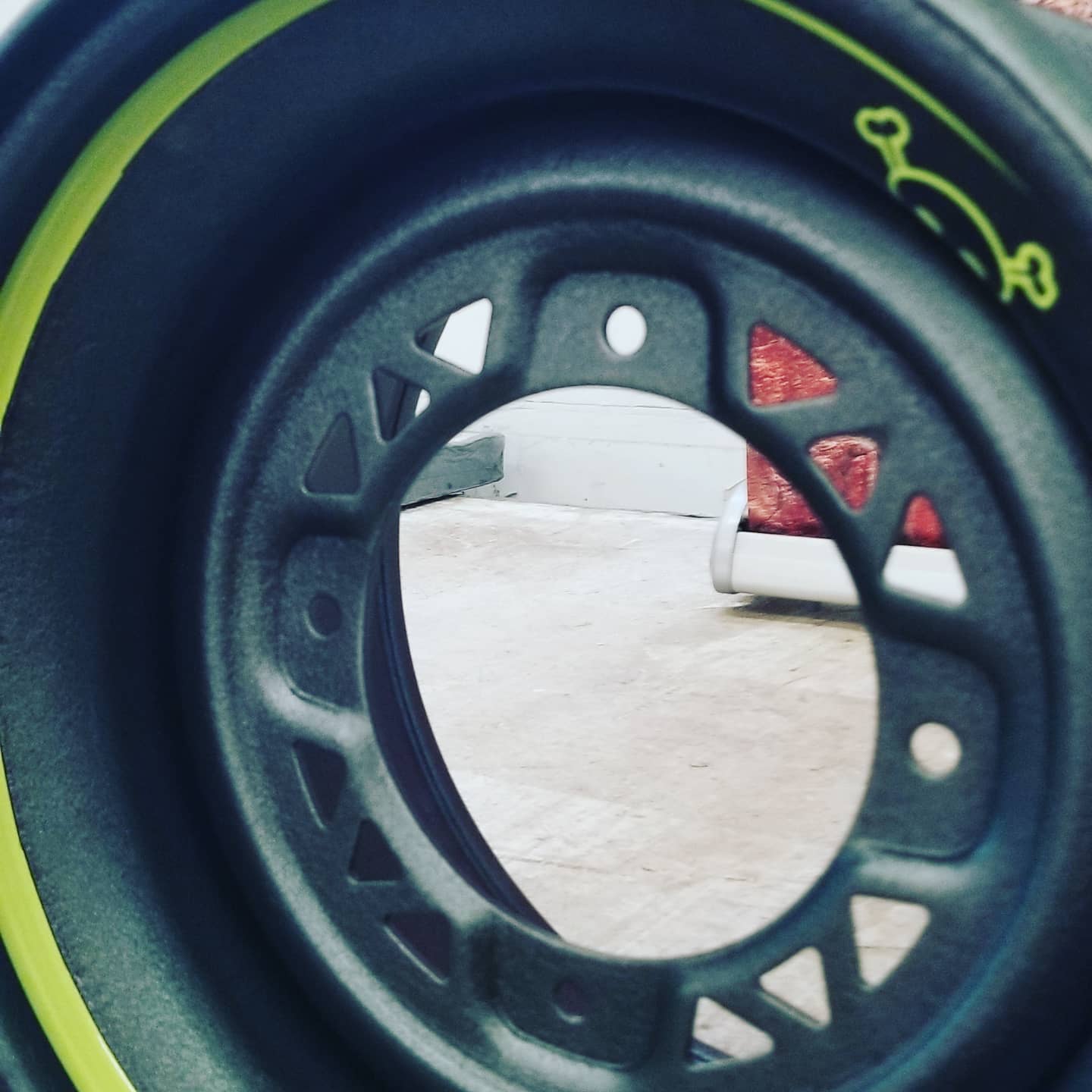 ATV Rims done in Neon Yellow and Desert Grey | Prismatic Powders
