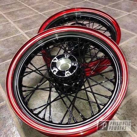 Powder Coating: Ink Black PSS-0106,Motorcycles,Clear Vision PPS-2974,LOLLYPOP RED UPS-1506,Automotive,Wheels