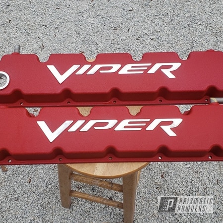 Powder Coating: Valve Cover,Viper,Dodge,Hacienda Red Wrinkle PWB-6450,Automotive