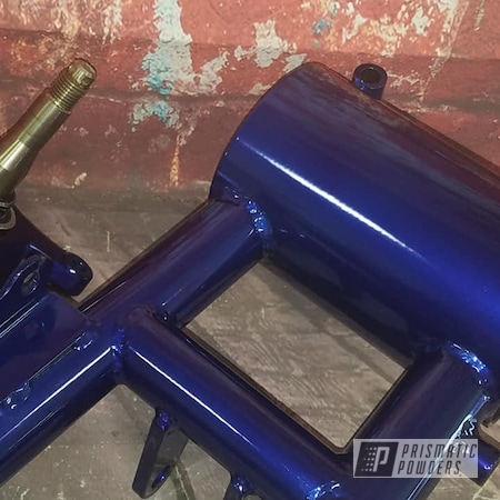 Powder Coating: Motorcycles,LOLLYPOP BLUE UPS-2502,SUPER CHROME USS-4482,Automotive,Motorcycle Parts,Swing Arm