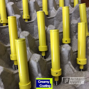Powder Coated Yellow Refinished Barbell Ends