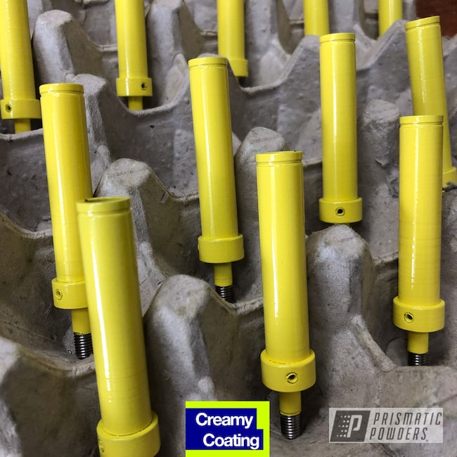 Powder Coated Yellow Refinished Barbell Ends