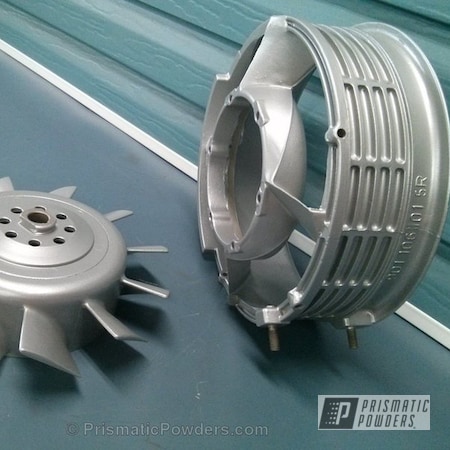 Powder Coating: Porsche Alternator Fan,SLICK SILVER UMB-1976,Single Powder Application,Automotive,Solid Tone