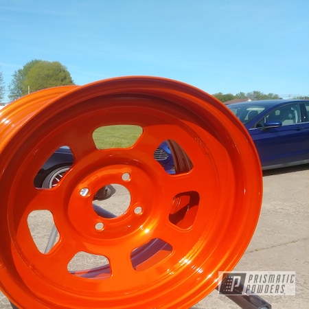 Powder Coating: 15" Wheels,Clear Vision PPS-2974,Automotive,Illusion Tangerine Twist PMS-6964,Wheels