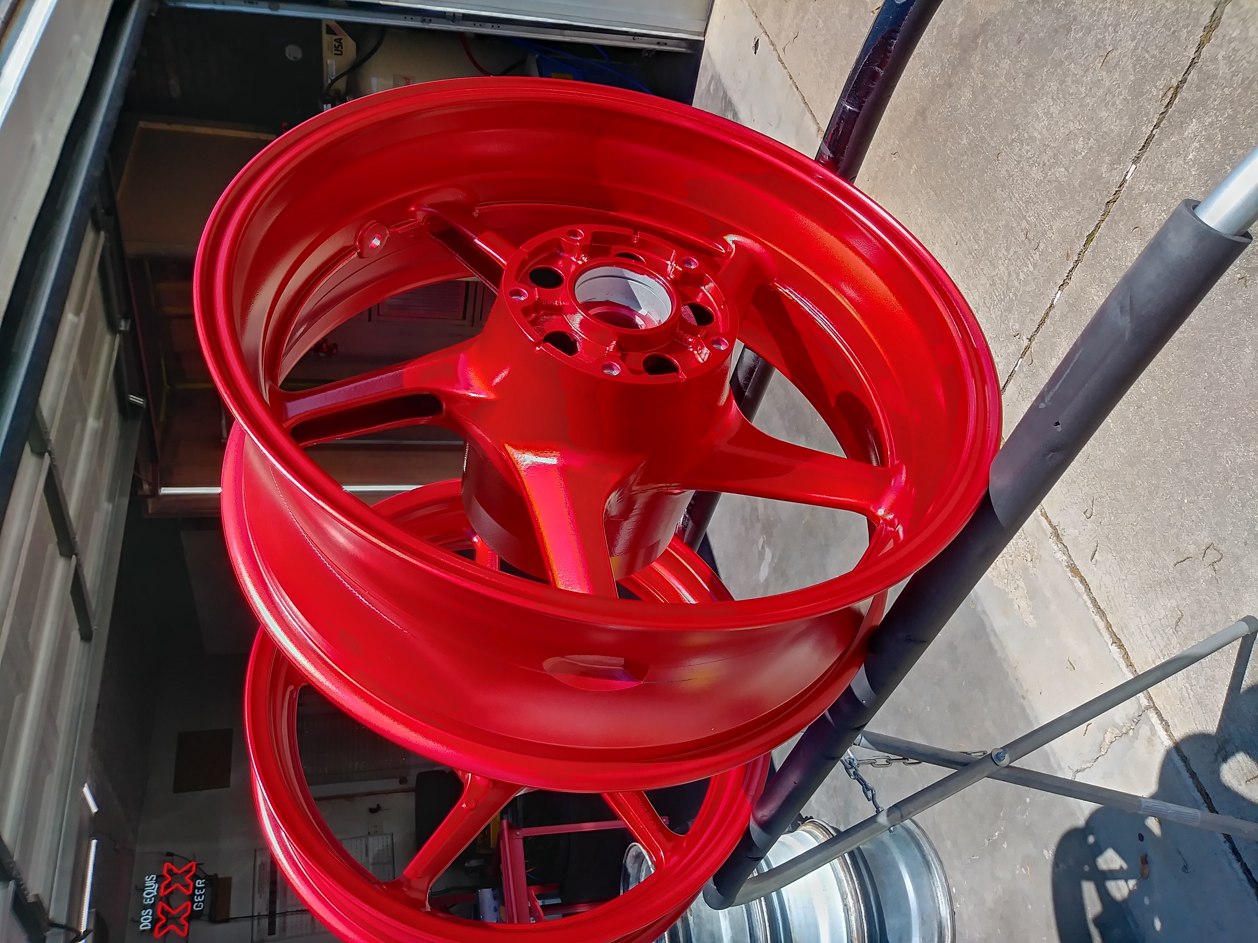 Refinished Suzuki Wheels coated in Bmw Silver and Anodized Red ...
