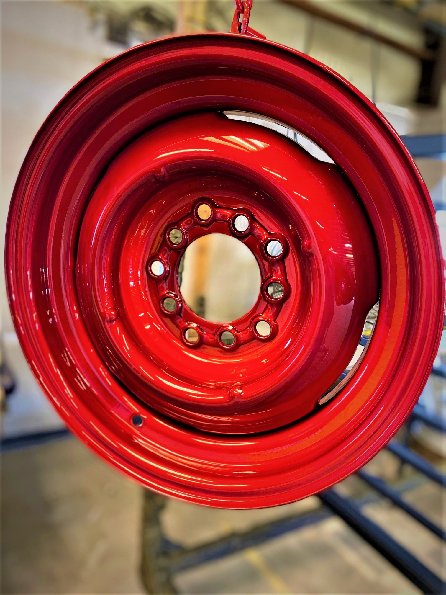 Custom Wheels in a Red Finish | Prismatic Powders
