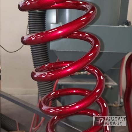 Powder Coating: Clear Vision,2 Stage Application,Illusion,Cherry,Clear Vision PPS-2974,Illusion Cherry PMB-6905,Automotive,Coil Spring