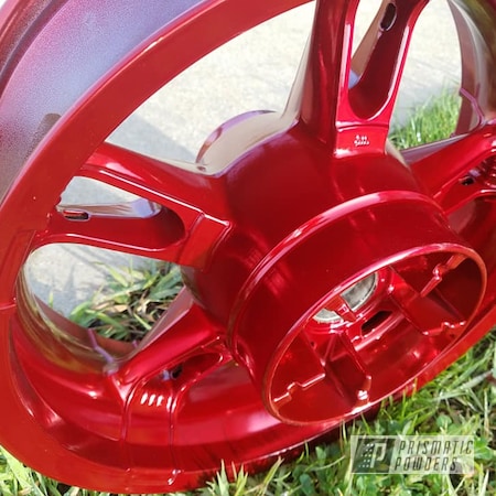 Powder Coating: Motorcycles,Motorcycle Rims,Two Stage Application,Transparents,SUPER CHROME USS-4482,Harley Davidson,LOLLYPOP RED UPS-1506,Automotive
