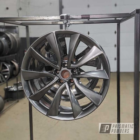 Powder Coating: Wheels,19" Wheels,Automotive,Alloy Wheels,Tesla Wheel,19" Aluminum Rims,Tesla,ULTRA BLACK CHROME USS-5204,Aluminum Wheels