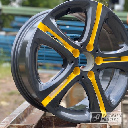 Powder Coating: Wheels,Automotive,Evo Grey PMB-5969,Clear Vision PPS-2974,18",Mercedes Benz,18” Wheels,Yes Yellow PSS-5691