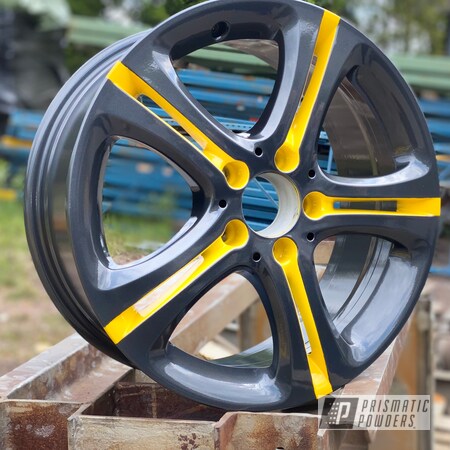Powder Coating: Wheels,Automotive,Evo Grey PMB-5969,Clear Vision PPS-2974,18",Mercedes Benz,18” Wheels,Yes Yellow PSS-5691
