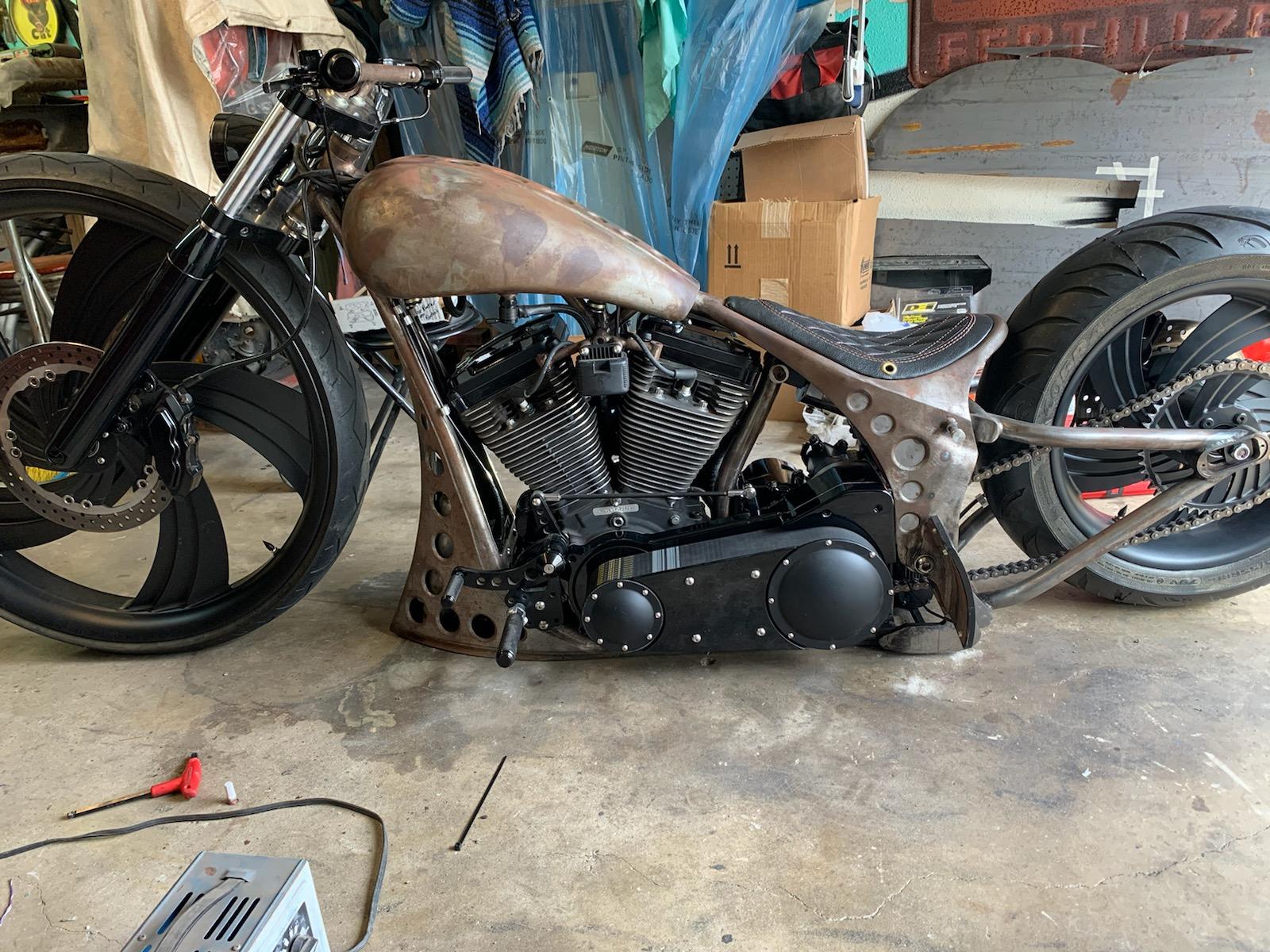 Custom Chopper Parts done in Ink Black and Black Jack | Prismatic Powders