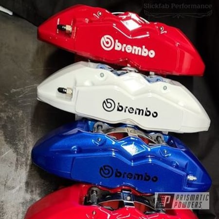 Powder Coating: Gloss White PSS-5690,Brembo,Custom Brakes,Clear Vision PPS-2974,Red Wheel PSS-2694,Brembo Calipers,Illusion Blueberry PMB-6908,Automotive,Calipers,Brake Calipers