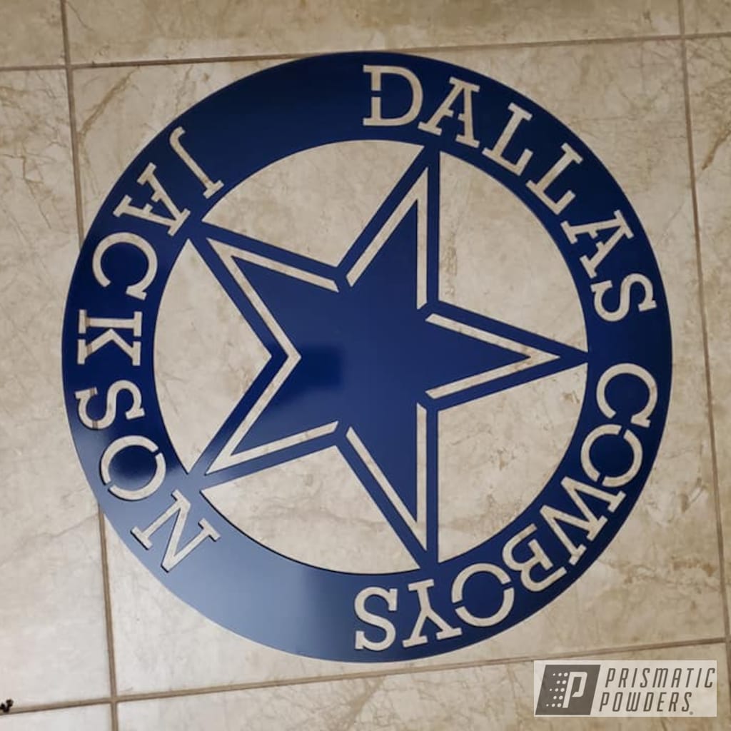 Custom Metal Dallas Cowboys Sign Coated In Truck Blue Prismatic Powders