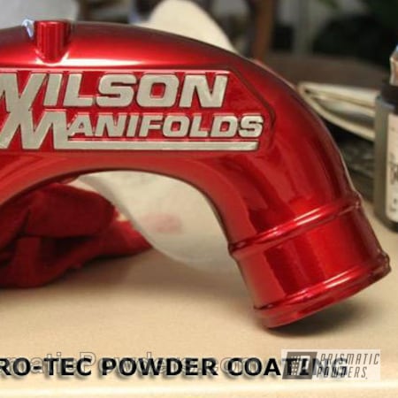 Powder Coating: Automotive,SUPER CHROME USS-4482,chrome,Red,manifold,Diesel truck,Soft Red Candy PPS-2888