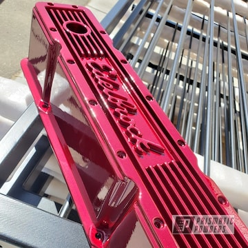 Powder Coated Edelbrock Valve Cover In Pps-2974 And Pmb-6905
