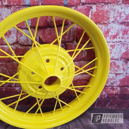 Powder Coating: RAL 1018 Zinc Yellow,Vintage Wheels,Model A Rims,Automotive,Spoked Wheels,Steel Rims