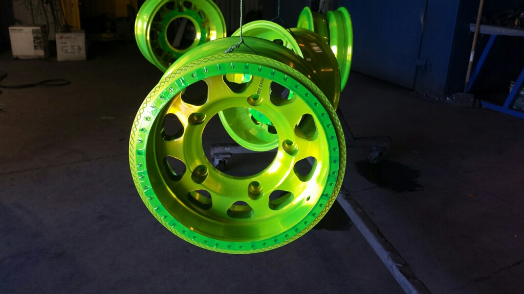 Custom Set of Rims finished with Shocker Yellow | Prismatic Powders