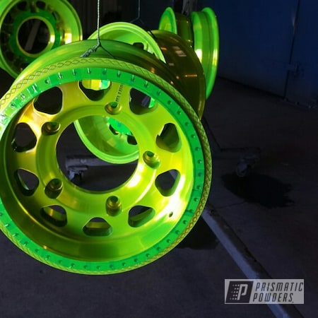 Powder Coating: Wheels,Automotive,2 Color Application,Sand,Shocker Yellow PPS-4765