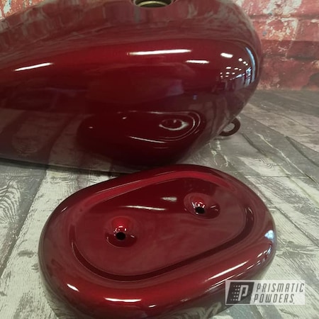 Powder Coating: Motorcycles,Motorcycle Fender,Illusion Cherry PMB-6905,Clear Vision PPS-2974,Automotive,Motorcycle Parts,Illusions,Motorcycle Tank
