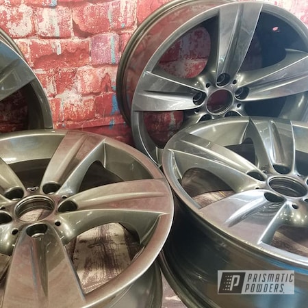 Powder Coating: Aluminum Wheels,18" Wheels,18" Aluminum Rims,Automotive Rims,Clear Vision PPS-2974,Automotive,Kingsport Grey PMB-5027,Wheels